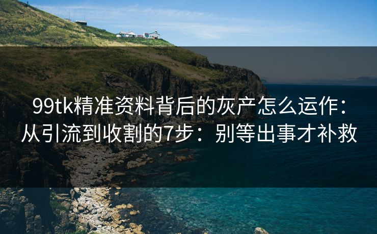 99tk精准资料背后的灰产怎么运作：从引流到收割的7步：别等出事才补救