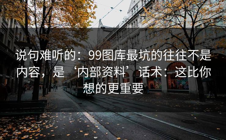 说句难听的：99图库最坑的往往不是内容，是‘内部资料’话术：这比你想的更重要