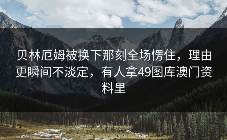 贝林厄姆被换下那刻全场愣住，理由更瞬间不淡定，有人拿49图库澳门资料里