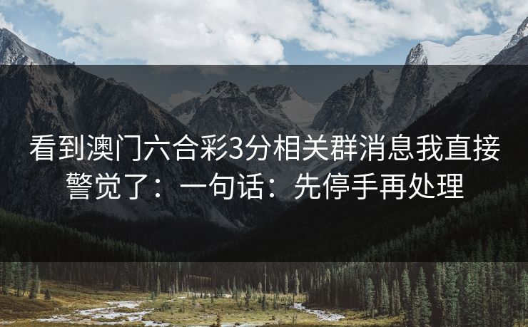 看到澳门六合彩3分相关群消息我直接警觉了：一句话：先停手再处理