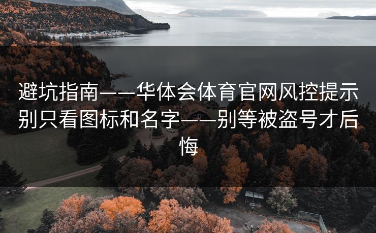 避坑指南——华体会体育官网风控提示别只看图标和名字——别等被盗号才后悔